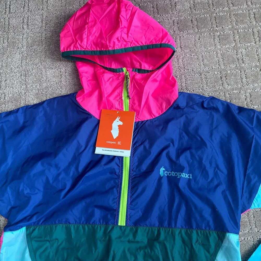 Cotopaxi Teca Windbreaker Jacket Women XS Blue Pink Hood Packable Pullover *READ - Picture 3 of 12